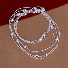 silver plated Chain Three Line Bead Necklaces Pendants Men jewelry 214 ELY