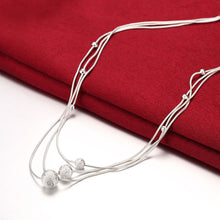 silver plated Chain Three Line Beads Necklaces Pendants Men jewelry 22 ELY
