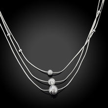 silver plated Chain Three Line Beads Necklaces Pendants Men jewelry 22 ELY