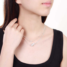 silver plated Chain Three Line Beads Necklaces Pendants Men jewelry 22 ELY