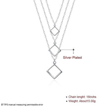 silver plated Chain Three-wire three squares Necklaces Pendants Men jewelry 136 ELY