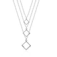 silver plated Chain Three-wire three squares Necklaces Pendants Men jewelry 136 ELY