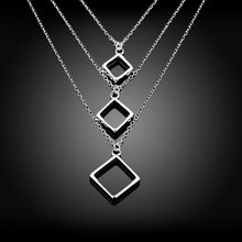 silver plated Chain Three-wire three squares Necklaces Pendants Men jewelry 136 ELY
