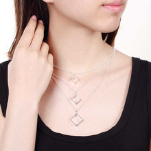 silver plated Chain Three-wire three squares Necklaces Pendants Men jewelry 136 ELY