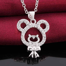 silver plated Chain bear cute bow Necklaces Pendants Men jewelry 577 ELY