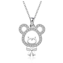 silver plated Chain bear cute bow Necklaces Pendants Men jewelry 577 ELY