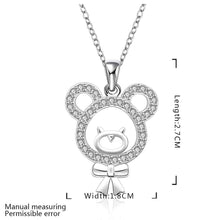 silver plated Chain bear cute bow Necklaces Pendants Men jewelry 577 ELY