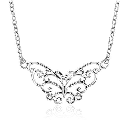 silver plated Chain big butterfly Necklaces Pendants Men jewelry 646 ELY