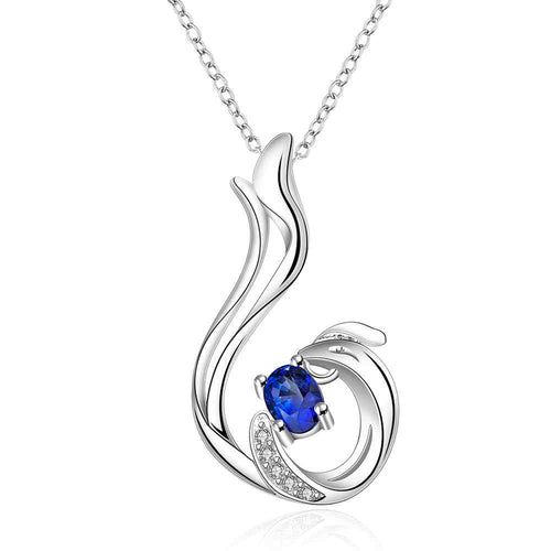 silver plated Chain blue crystal Necklaces Pendants Men jewelry 683 ELY
