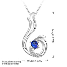 silver plated Chain blue crystal Necklaces Pendants Men jewelry 683 ELY