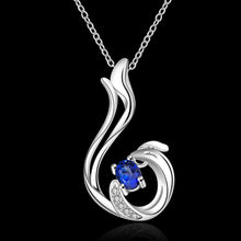silver plated Chain blue crystal Necklaces Pendants Men jewelry 683 ELY