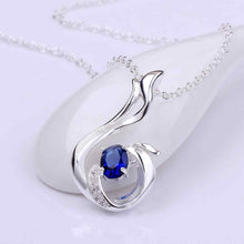 silver plated Chain blue crystal Necklaces Pendants Men jewelry 683 ELY