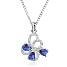 silver plated Chain blue flower Necklaces Pendants Men jewelry 554 ELY