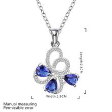 silver plated Chain blue flower Necklaces Pendants Men jewelry 554 ELY
