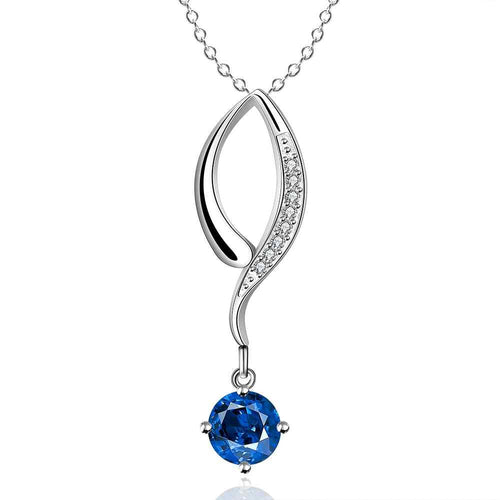 silver plated Chain blue stone frip Necklaces Pendants Men jewelry 682 ELY
