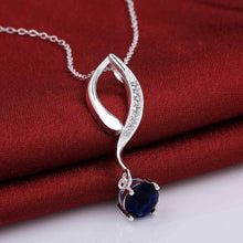 silver plated Chain blue stone frip Necklaces Pendants Men jewelry 682 ELY