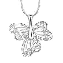 silver plated Chain buttfly 3 wing Necklaces Pendants Men jewelry 688 ELY