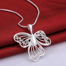 silver plated Chain buttfly 3 wing Necklaces Pendants Men jewelry 688 ELY