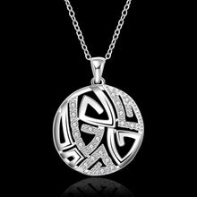 silver plated Chain circle pan word Necklaces Pendants Men jewelry 638 ELY