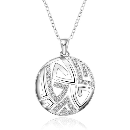 silver plated Chain circle pan word Necklaces Pendants Men jewelry 638 ELY