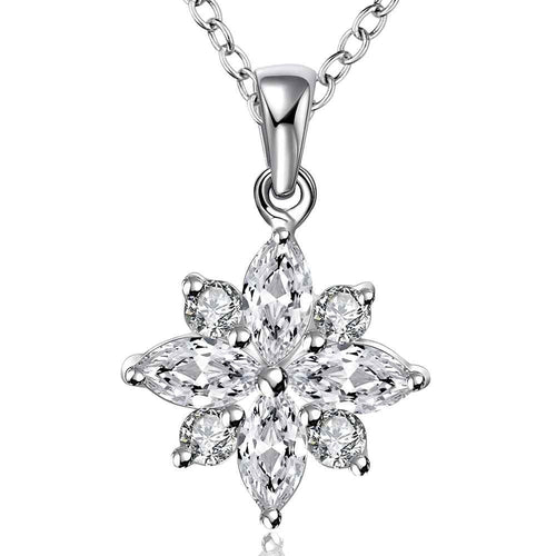 silver plated Chain cral eight petals Necklaces Pendants Men jewelry 581 ELY