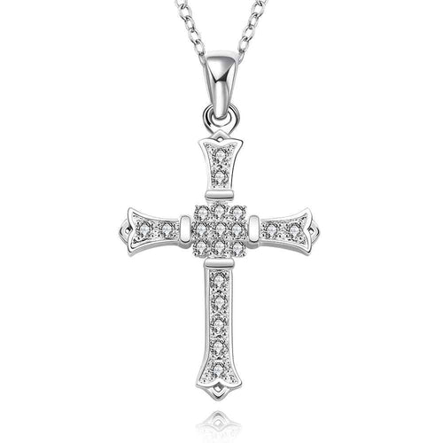 silver plated Chain cross class white Necklaces Pendants Men jewelry 633 ELY
