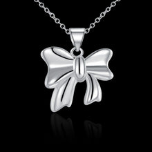 silver plated Chain cute Bow Necklaces Pendants Men jewelry 619 ELY