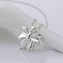 silver plated Chain cute Bow Necklaces Pendants Men jewelry 619 ELY