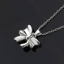 silver plated Chain cute Bow Necklaces Pendants Men jewelry 619 ELY