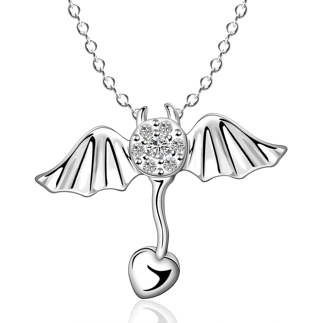 silver plated Chain drip heart wing Necklaces Pendants Men jewelry 686 ELY