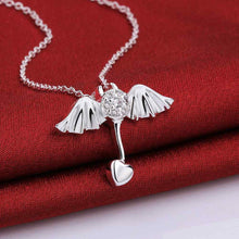 silver plated Chain drip heart wing Necklaces Pendants Men jewelry 686 ELY