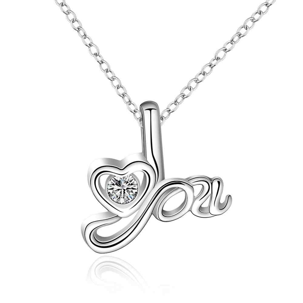 silver plated Chain love for you Necklaces Pendants Men jewelry 661 ELY