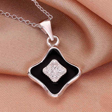 silver plated Chain square black face Necklaces Pendants Men jewelry 6 7 ELY
