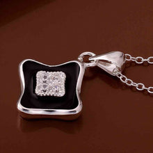silver plated Chain square black face Necklaces Pendants Men jewelry 6 7 ELY