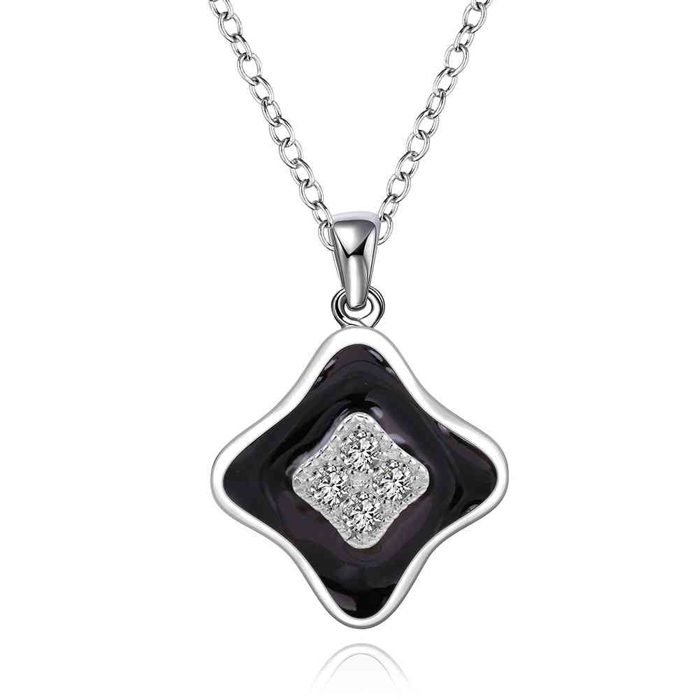 silver plated Chain square black face Necklaces Pendants Men jewelry 6 7 ELY