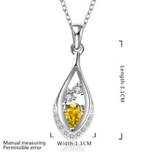 silver plated Chain yellow stone in drip Necklaces Pendants Men jewelry 586 ELY
