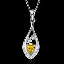 silver plated Chain yellow stone in drip Necklaces Pendants Men jewelry 586 ELY