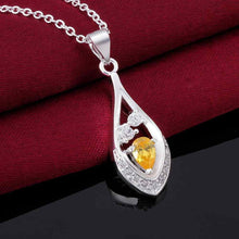 silver plated Chain yellow stone in drip Necklaces Pendants Men jewelry 586 ELY